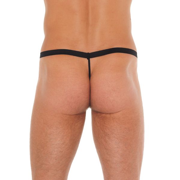 Mens Black GString With Red Elephant Animal Pouch - Image 2