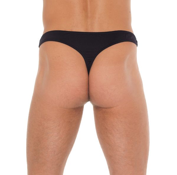 Mens Black GString With A Net Pouch - Image 2