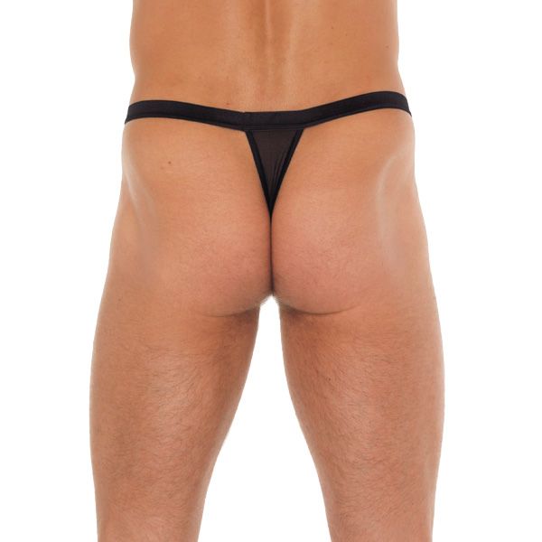 Mens Black GString With Red Pouch - Image 2
