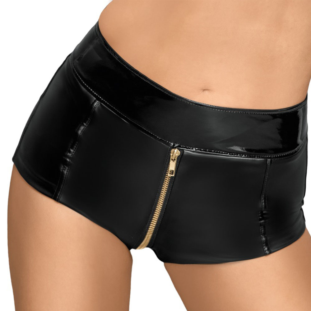 Noir Black Zip Up Hot Pants - Image 2