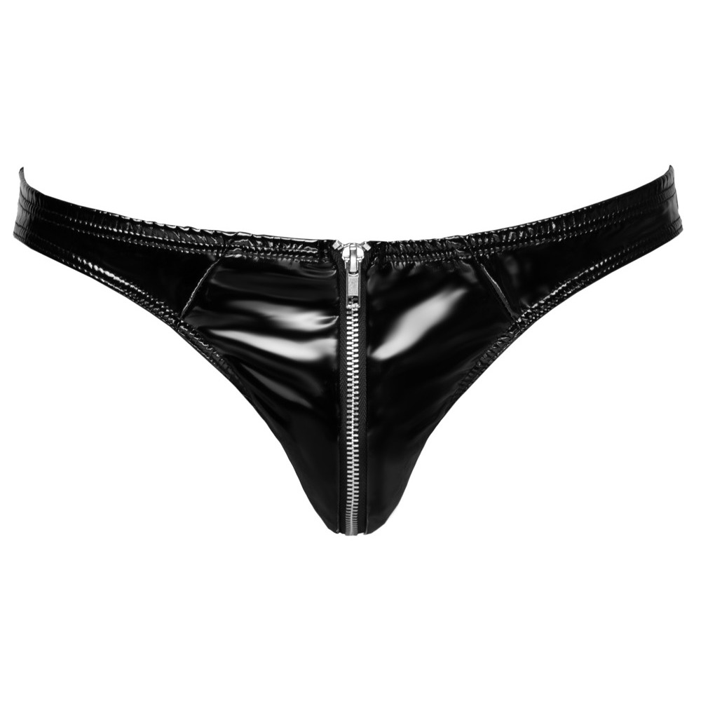 Black Level Vinyl Briefs With Zip Black - Image 3