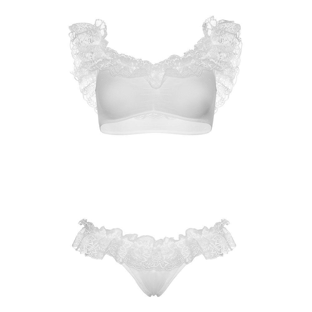 Leg Avenue Lace Ruffle Crop Top and Panty UK 6 to 12 - Image 3