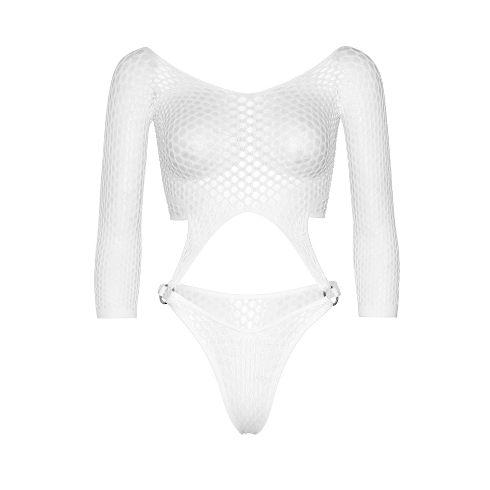 Leg Avenue Top Bodysuit with Thong White UK 6 to 12 - Image 4