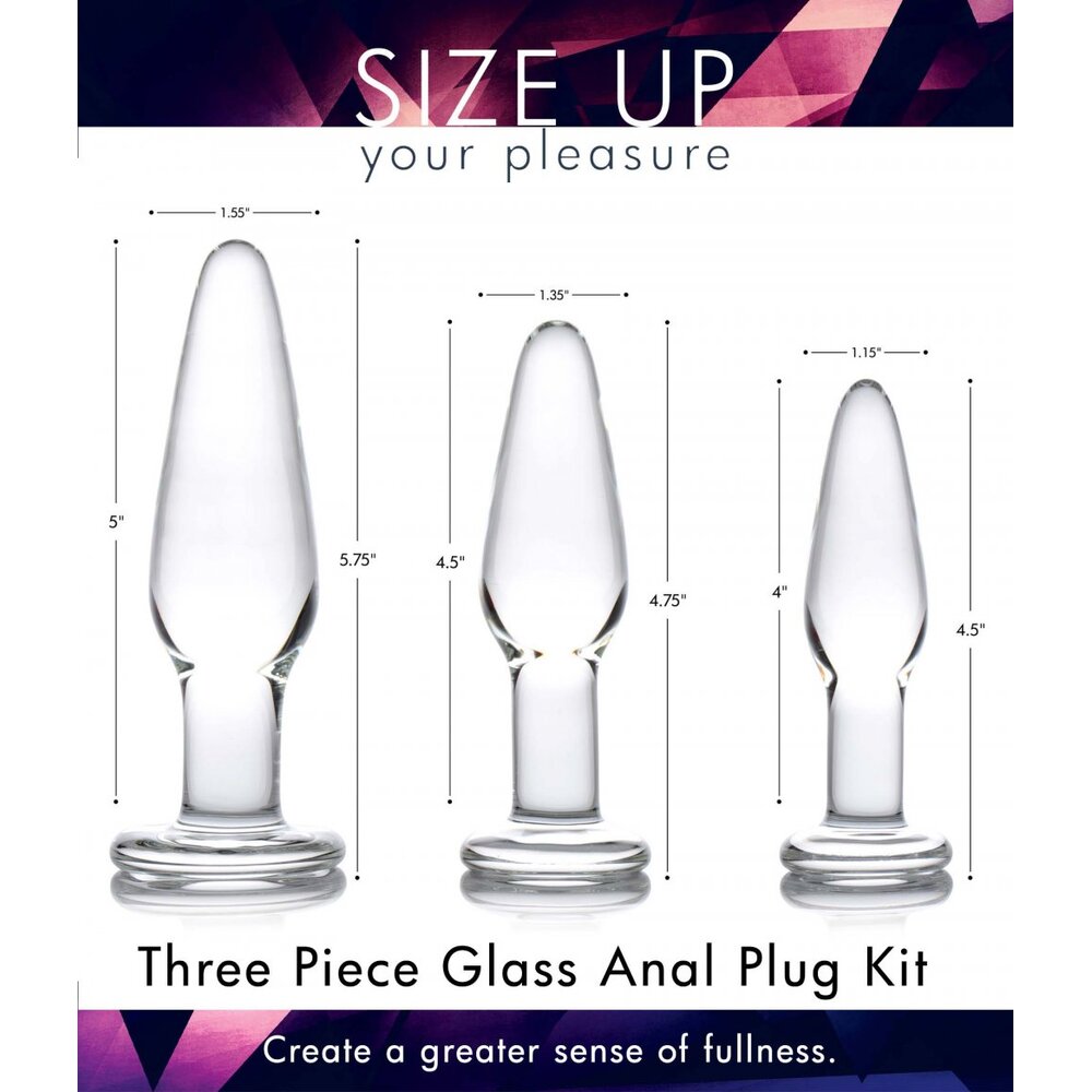 XR Dosha 3 Piece Glass Anal Plug Kit - Image 2