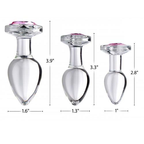 XR Pink Gem Glass Anal Plug Set - Image 3
