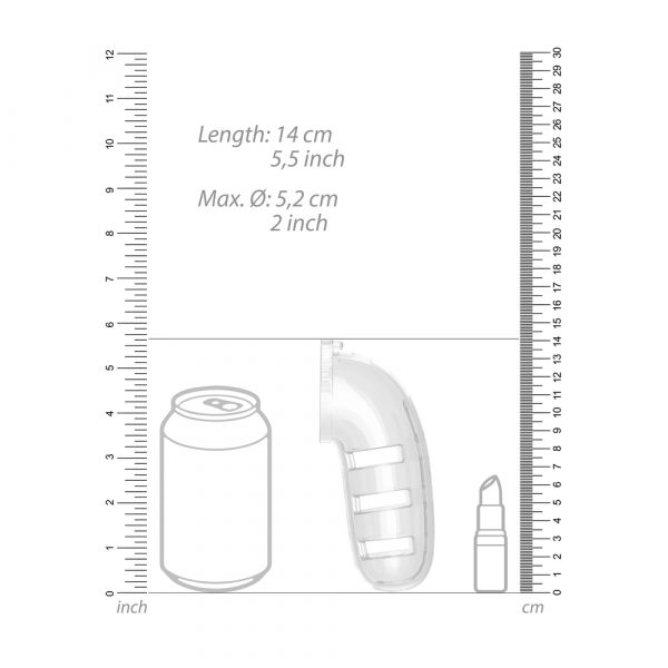 Man Cage 12  Male 5.5 Inch Clear Chastity Cage With Anal Plug - Image 4