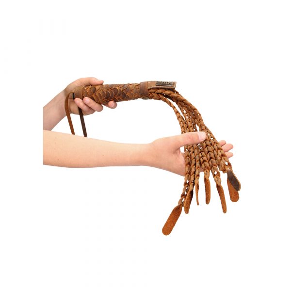 Pain Medieval Braided 15 Inch Italian Leather Whip - Image 2