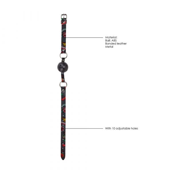Ouch Breathable Ball Gag With Printed Leather Straps - Image 3
