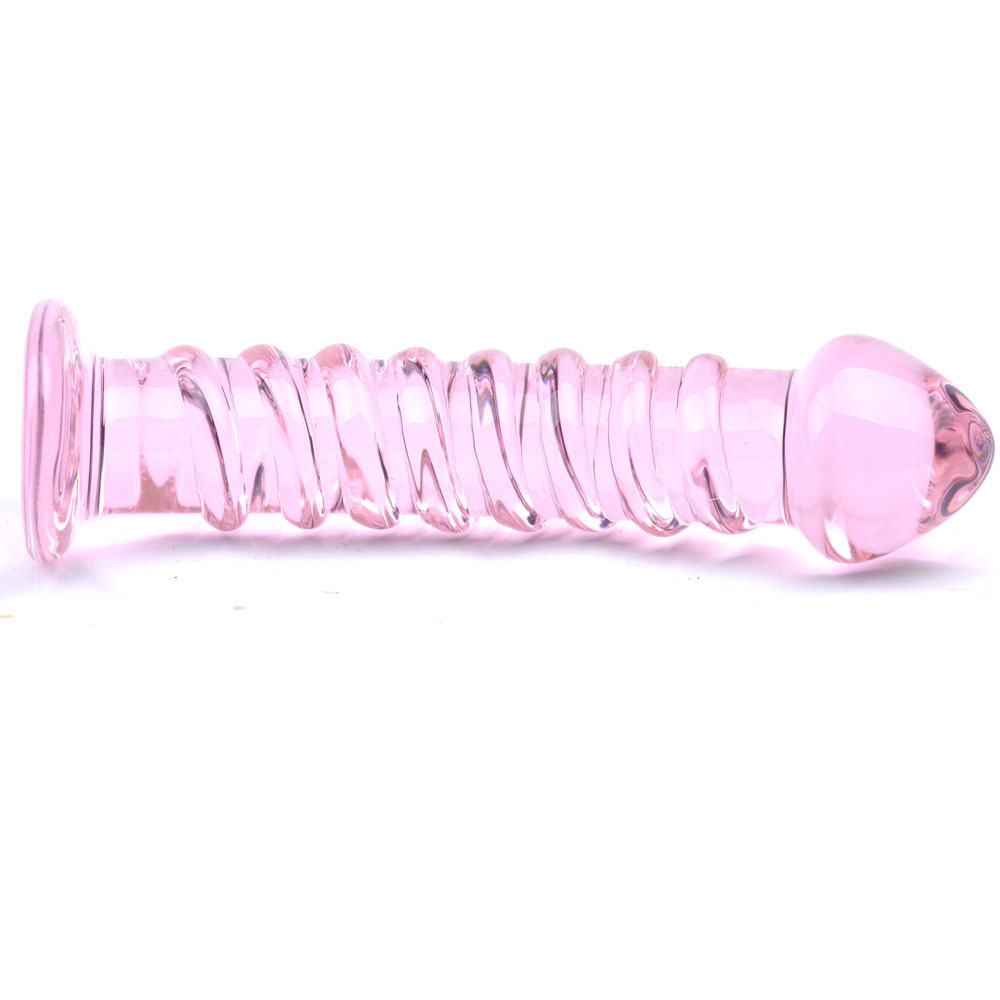 Textured Pink Glass Dildo - Image 2