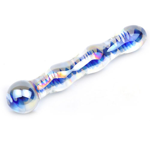 Blue Wavy Glass Dildo - Image 2