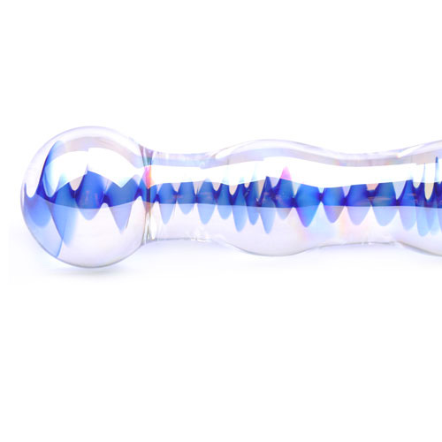 Blue Wavy Glass Dildo - Image 3