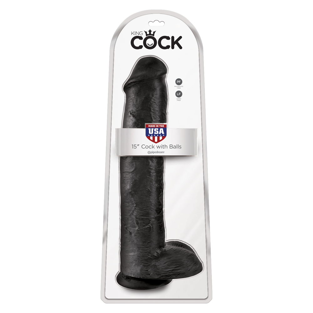 King Cock 15 Inch Cock with Balls Black - Image 4