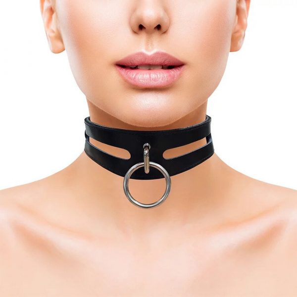 Rouge Garments Leather Fashion Bondage Collar Black - Image 2