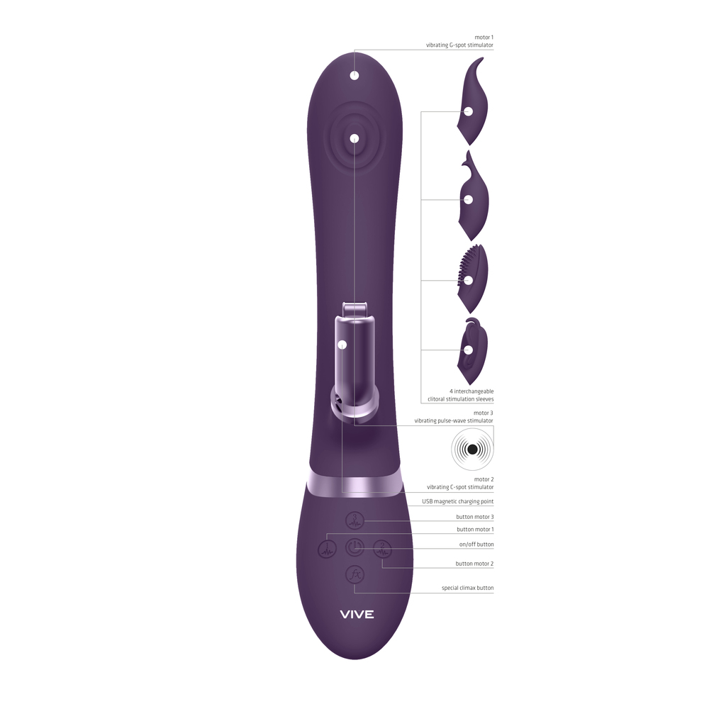 Vive Etsu Interchangeable Rabbit Vibrator Purple - Image 2